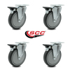 Service Caster 6 Inch Thermoplastic Rubber Wheel Swivel Top Plate Caster Set with Brake SCC SCC-20S614-TPRB-PLB-4